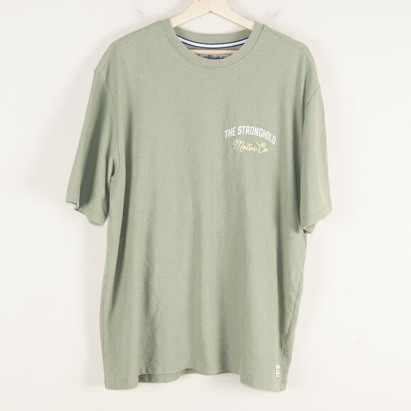 Stronghold Motor Co x Primark Relaxed Short Sleeve Green Cotton Blend Shirt XL - Picture 1 of 7